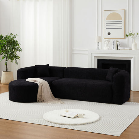 L - Shape Boneless Cloud Couch With 2 Throw Pillows For Living Room