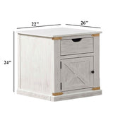 End Table With Storage Drawer And Shelves - Antique White / Gold