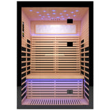 Luxury Double Far Infrared Sauna Room With Epoxy Heating Plates And Starry Sky Lighting - Black / Natural