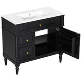 Freestanding Bathroom Vanity With Sink, Adjustable Shelf, Flip Drawer