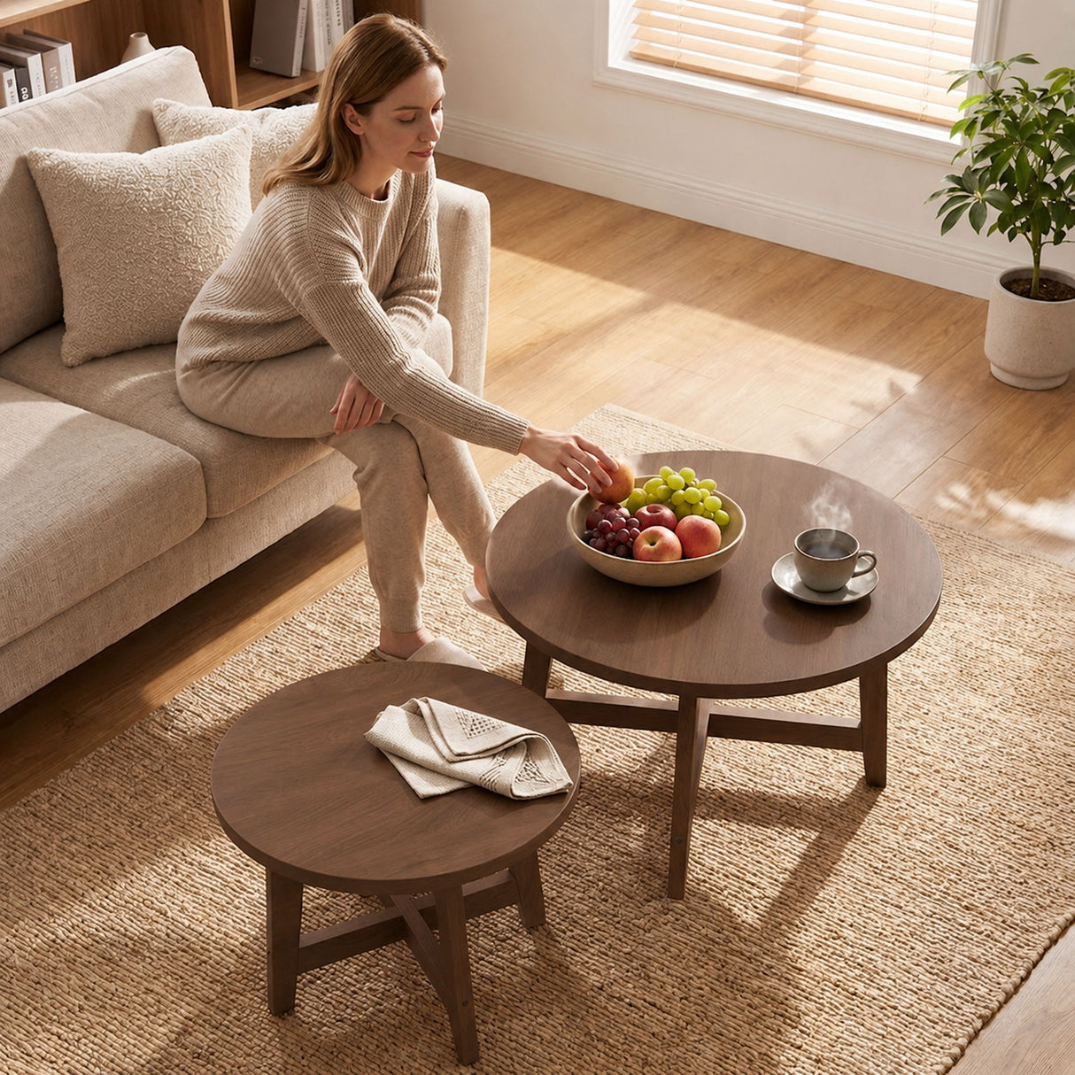 Round Nesting Stackable Tables For Living Room