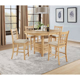 Davis - 5 Piece Oval Counter Height Dining Set With Expandable Table - Light Oak