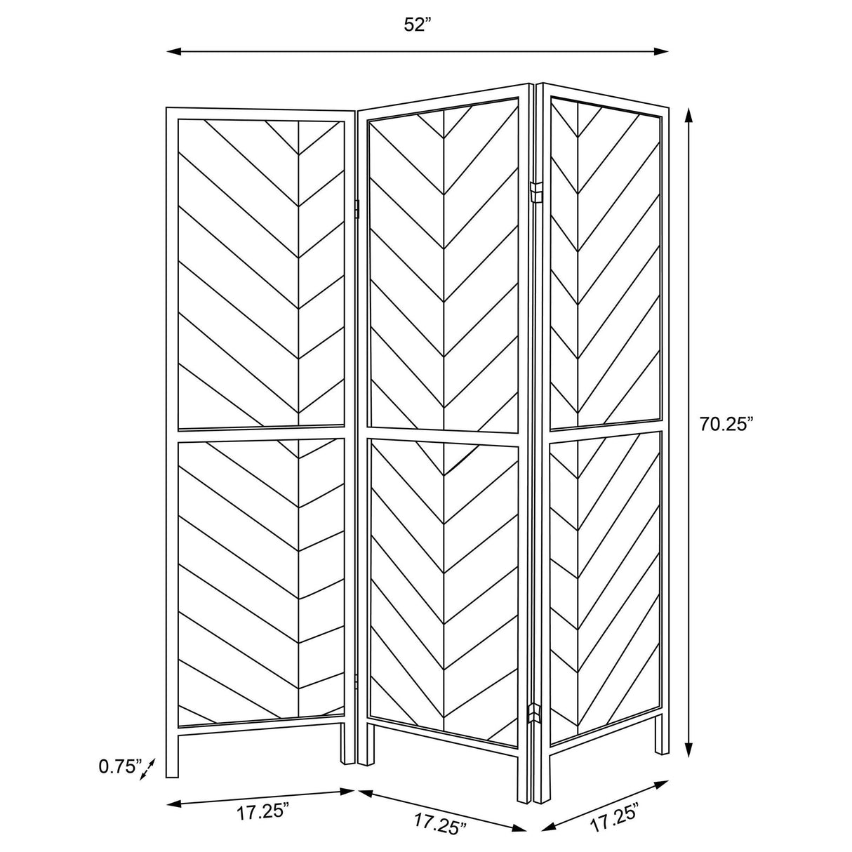Herringbone - 3 Panel Screen - Brown
