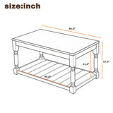 Coffee Table With Slatted Lower Shelf For Living Room