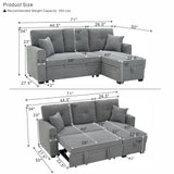 Sleeper Sectional With Pull Out Bed, Reversible Chaise