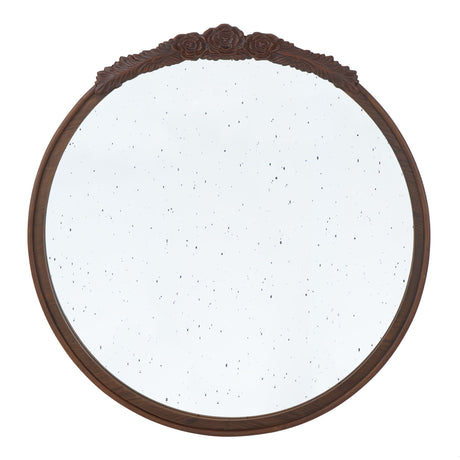 Round Hand Carved Rose Antique Mirror Frame, Wall Mirror For Live Space