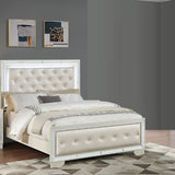 Eastern King Size Bed With LED Lights And Mirror Trim - Cream / Ivory