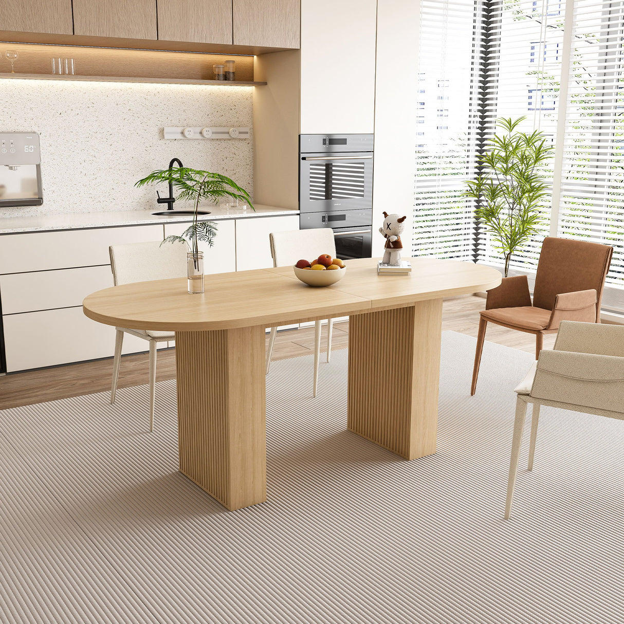 Modern Farmhouse Oval Dining Table With Slim Base