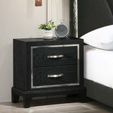 Nightstand With USB Port, Tapered Legs - Black
