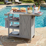 Foldable Outdoor Kitchen Island With Storage Cabinet