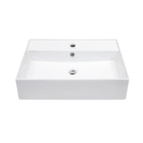 Modern Ceramic Rectangular Wall Mounted Bathroom Sink With Faucet Hole & Overflow