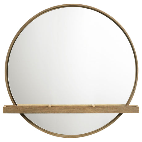 Benson - Round Vanity Wall Mirror With Shelf - Sand