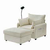 Comfy Oversized Chaise Lounge Chair With Ottoman And Storage