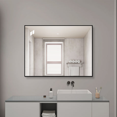 Rectangular Framed Bathroom Wall Mirror, Horizontal Or Vertical Mount