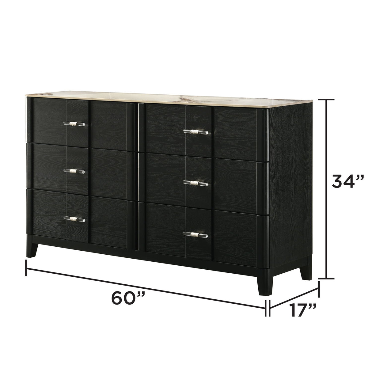 Opel - 6 Drawer Dresser - Black