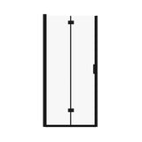 Semi Frameless Bifold Shower Door, Reversible Pivot Hinge, Space Saving Bathroom Panel - Matte Black