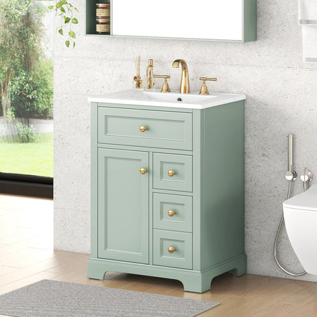Modern Bathroom Vanity With Sink, 3 Drawers & Cabinet With 2 Tier Door Storage