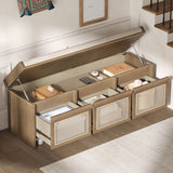 Entryway Shoe Bench With Drawers & Button Tufted Cushion