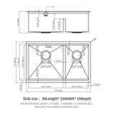 Double Bowl Undermount Kitchen Sink 60 / 40 Split - Brushed Nickel