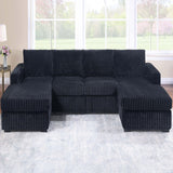 U-Shaped Sectional Set With Cushion Back Armless Chairs Right And Left Arm Chaise