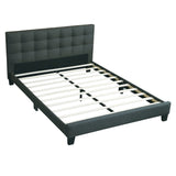 California King Size Tufted Headboard Platform Bedframe, Bedroom Furniture - Charcoal