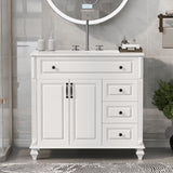 Modern Bathroom Vanity With Sink, 3 Drawers & 2 Doors
