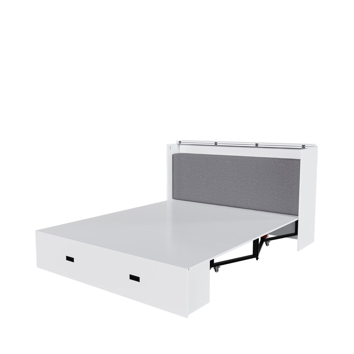Full Murphy Bed With Storage Drawers, Charging Station, Foldable Panels, And Silent Swivel Wheels