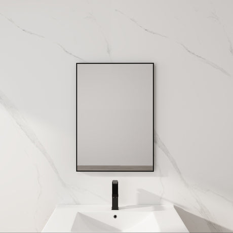 20" Rectangular Wall Mounted Mirror - Black