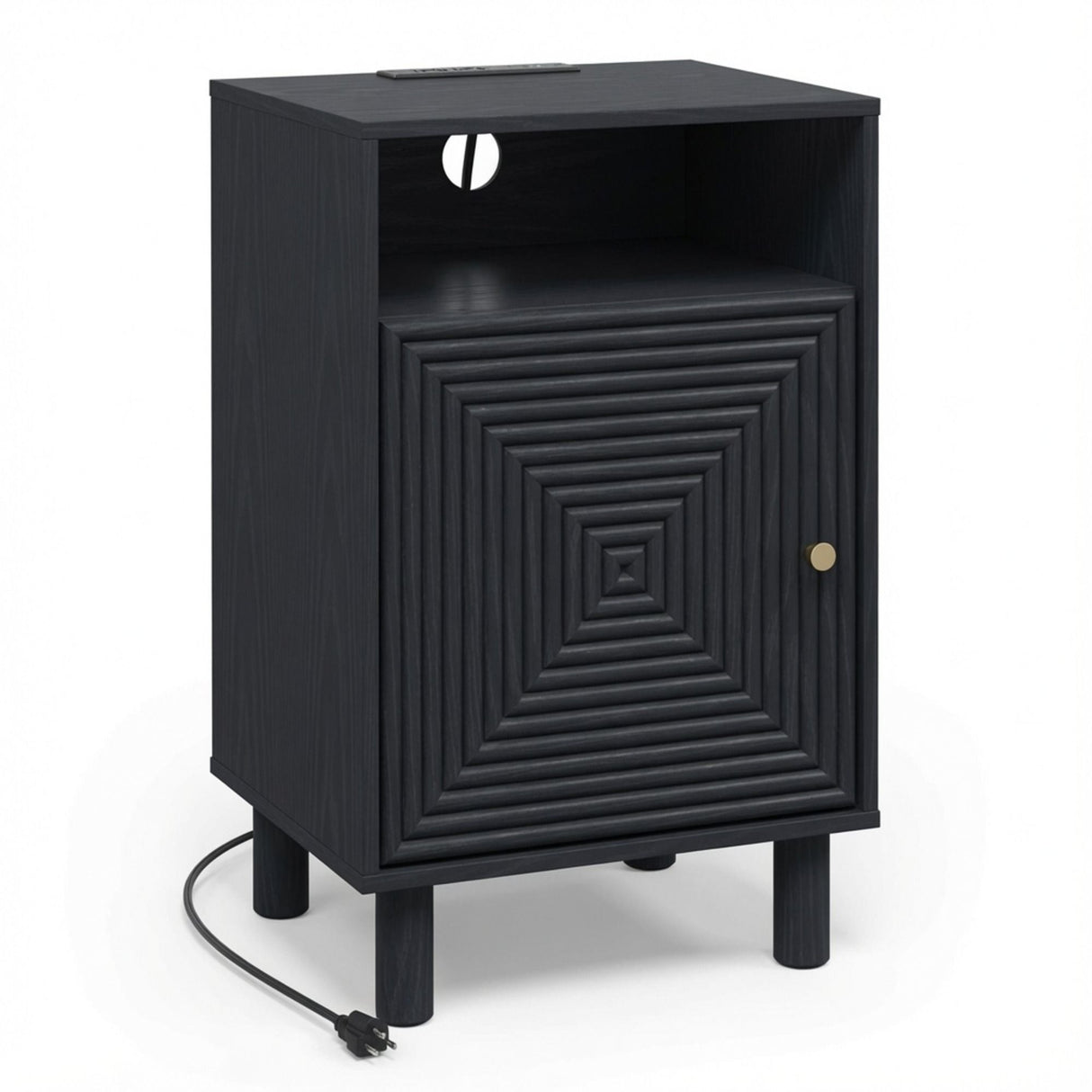 Nightstand With Charging Station & Storage