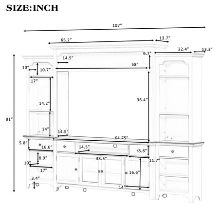 Extra Large TV Stand, Entertainment Center With Storage Cabinets