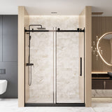 Frameless Single Sliding Shower Door, Square Tube Track