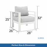 Modern All-Weather Patio Armchairs & Thick Cushions (Set of 2)