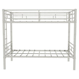 Metal Bunk Bed For Kids, Convertible Bedframe With Ladders & Guardrail