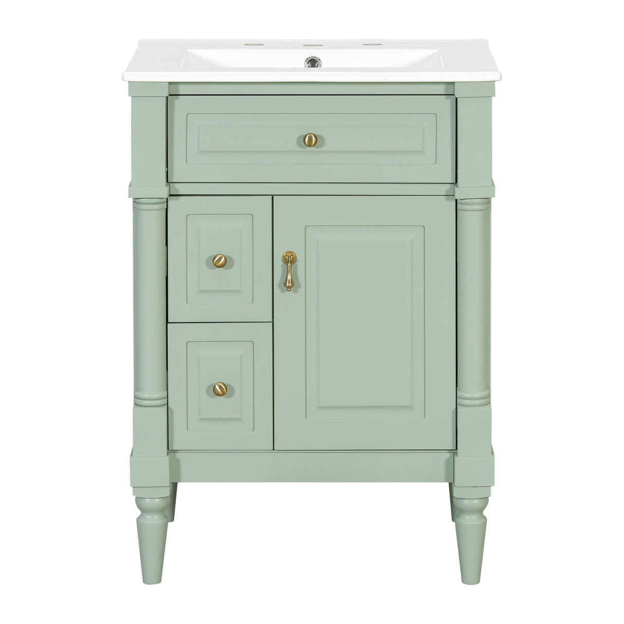 Freestanding Bathroom Vanity With Sink, Adjustable Shelf & Flip Drawer