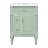 Freestanding Bathroom Vanity With Sink, Adjustable Shelf & Flip Drawer