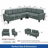 Modular L - Shaped Sectional Sofa 6 Seater 4 Piece Couch With Chaise