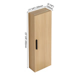 Tall Floating Bathroom Side Cabinet, Wall Mounted Single Door Storage - Light Oak