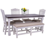 Z Martha Dining Table 4 Chairs & Bench - MARTHANW+MARNWPB+MARNWCx4