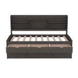 Captain Bed With Built In Bookshelves, 3 Storage Drawers, And Trundle