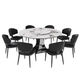 Round Dining Table With 6 Chairs Set - Silver