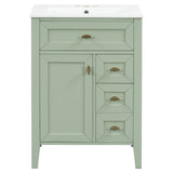 Bathroom Vanity With Sink, 3 Drawers & Cabinet With 2 Tier Door Storage Rack, Soft Close Doors & Drawers