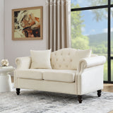 2 Seater Chesterfield Sofa With Rolled Arms And Nailhead Trim For Living Room