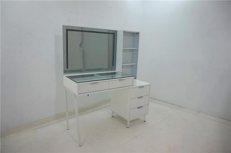 Souza 5-Drawer Makeup Vanity Table With LED Mirror White High Gloss - 930282