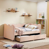 Gingham Daybed With USB Charging Port, Wave-Shaped Design
