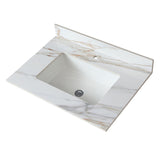 Elegant Vanity Top With Undermount Sink And Backsplash, Sintered Stone