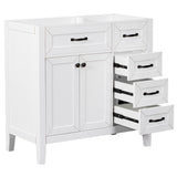 Modern Bathroom Vanity Base Only, 2 Doors And 3 Drawers