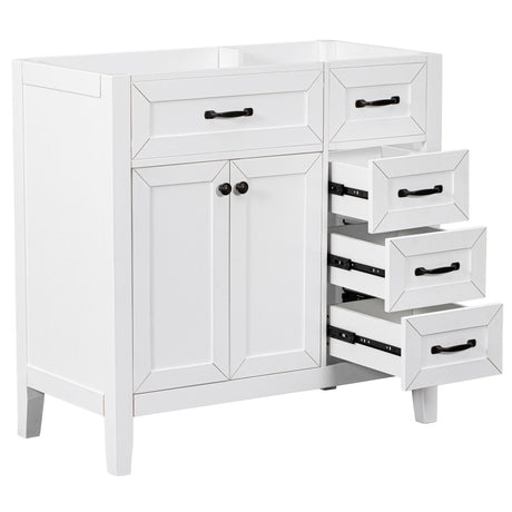 Modern Bathroom Vanity Base Only, 2 Doors And 3 Drawers