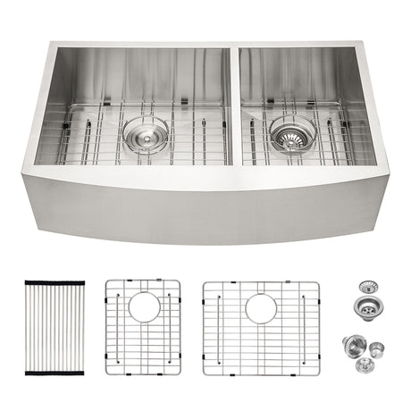Farmhouse Sink With Double Bowl, 60 / 40