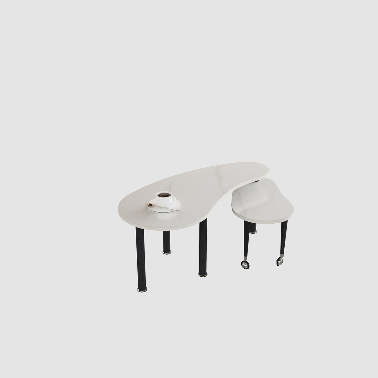 Rotatable Cocktail Table With Solid Legs, 360 Degree Rotating