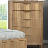 Tall Chest With Full Extension Glides And Accents, Storage Cabinet - Natural Wood